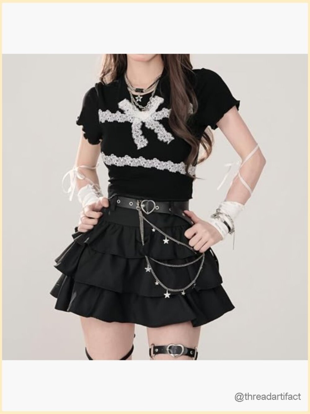 Gothic Lolita Mini Skirt Harajuku Y2K Layered Ruffled High Waist A-Line - Picture 7 of 7